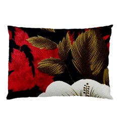 Paradis Tropical Fabric Background In Red And White Flora Pillow Case by Nexatart