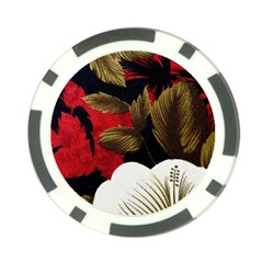 Paradis Tropical Fabric Background In Red And White Flora Poker Chip Card Guard (10 Pack) by Nexatart