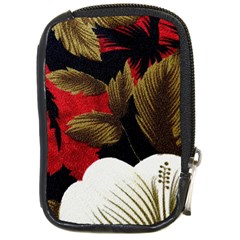 Paradis Tropical Fabric Background In Red And White Flora Compact Camera Cases