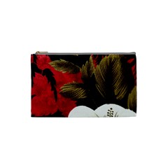 Paradis Tropical Fabric Background In Red And White Flora Cosmetic Bag (small)  by Nexatart