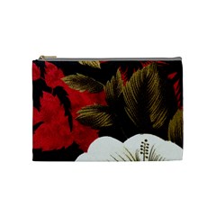 Paradis Tropical Fabric Background In Red And White Flora Cosmetic Bag (medium)  by Nexatart