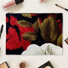 Paradis Tropical Fabric Background In Red And White Flora Cosmetic Bag (xl) by Nexatart