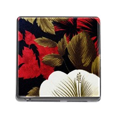 Paradis Tropical Fabric Background In Red And White Flora Memory Card Reader (square) by Nexatart