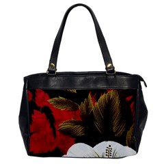 Paradis Tropical Fabric Background In Red And White Flora Office Handbags by Nexatart