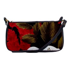 Paradis Tropical Fabric Background In Red And White Flora Shoulder Clutch Bags by Nexatart