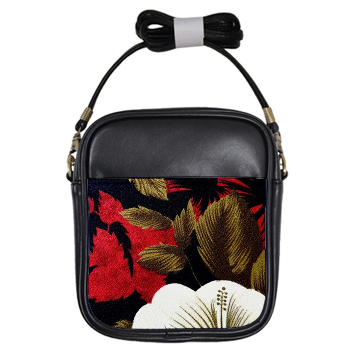 Paradis Tropical Fabric Background In Red And White Flora Girls Sling Bags