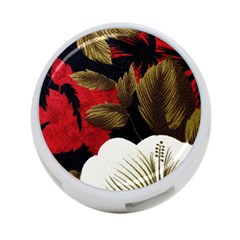 Paradis Tropical Fabric Background In Red And White Flora 4-port Usb Hub (two Sides)  by Nexatart