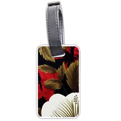 Paradis Tropical Fabric Background In Red And White Flora Luggage Tags (one Side)  by Nexatart