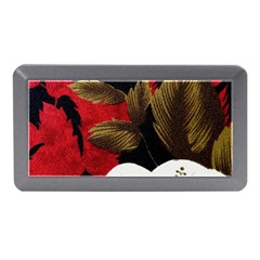 Paradis Tropical Fabric Background In Red And White Flora Memory Card Reader (mini) by Nexatart