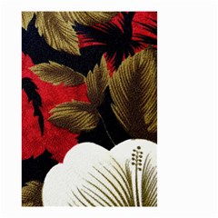 Paradis Tropical Fabric Background In Red And White Flora Small Garden Flag (two Sides) by Nexatart