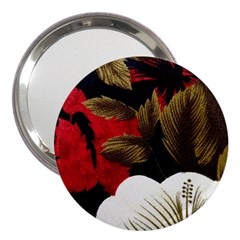 Paradis Tropical Fabric Background In Red And White Flora 3  Handbag Mirrors