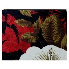 Paradis Tropical Fabric Background In Red And White Flora Cosmetic Bag (xxxl)  by Nexatart