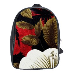 Paradis Tropical Fabric Background In Red And White Flora School Bags (XL) 