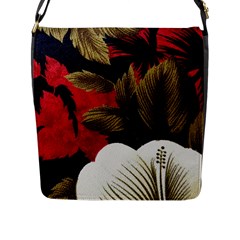 Paradis Tropical Fabric Background In Red And White Flora Flap Messenger Bag (l)  by Nexatart