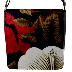 Paradis Tropical Fabric Background In Red And White Flora Flap Messenger Bag (s) by Nexatart