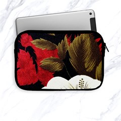 Paradis Tropical Fabric Background In Red And White Flora Apple Ipad Mini Zipper Cases by Nexatart