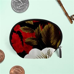 Paradis Tropical Fabric Background In Red And White Flora Accessory Pouches (small)  by Nexatart