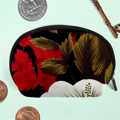 Paradis Tropical Fabric Background In Red And White Flora Accessory Pouches (large)  by Nexatart