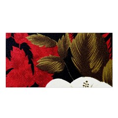 Paradis Tropical Fabric Background In Red And White Flora Satin Shawl