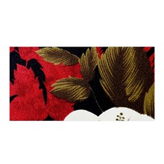 Paradis Tropical Fabric Background In Red And White Flora Satin Wrap