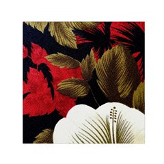 Paradis Tropical Fabric Background In Red And White Flora Small Satin Scarf (Square)