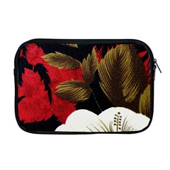 Paradis Tropical Fabric Background In Red And White Flora Apple Macbook Pro 17  Zipper Case by Nexatart