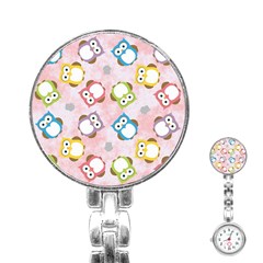 Owl Bird Cute Pattern Stainless Steel Nurses Watch by Nexatart