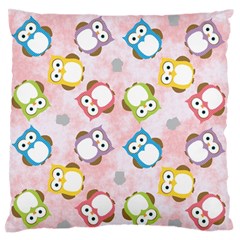 Owl Bird Cute Pattern Large Flano Cushion Case (one Side) by Nexatart