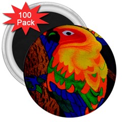 Parakeet Colorful Bird Animal 3  Magnets (100 Pack) by Nexatart