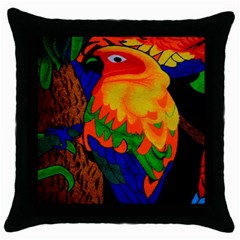 Parakeet Colorful Bird Animal Throw Pillow Case (black) by Nexatart