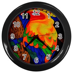 Parakeet Colorful Bird Animal Wall Clocks (black) by Nexatart