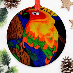 Parakeet Colorful Bird Animal Round Ornament (two Sides) by Nexatart