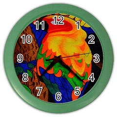 Parakeet Colorful Bird Animal Color Wall Clocks by Nexatart