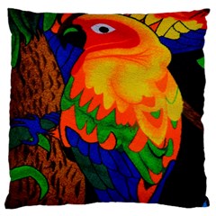 Parakeet Colorful Bird Animal Large Cushion Case (one Side) by Nexatart