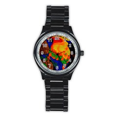 Parakeet Colorful Bird Animal Stainless Steel Round Watch by Nexatart