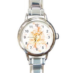 Orange Swirls Round Italian Charm Watch by SheGetsCreative