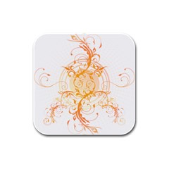 Orange Swirls Rubber Square Coaster (4 Pack) 