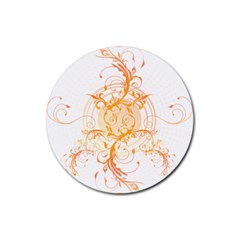 Orange Swirls Rubber Round Coaster (4 Pack)  by SheGetsCreative