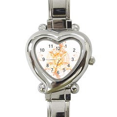 Orange Swirls Heart Italian Charm Watch