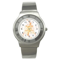 Orange Swirls Stainless Steel Watch by SheGetsCreative