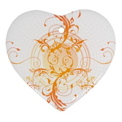 Orange Swirls Heart Ornament (two Sides) by SheGetsCreative