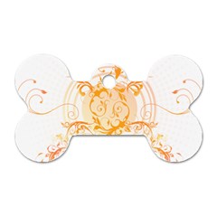 Orange Swirls Dog Tag Bone (one Side)