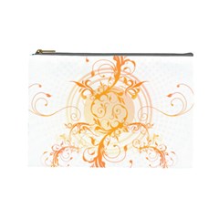 Orange Swirls Cosmetic Bag (large)  by SheGetsCreative