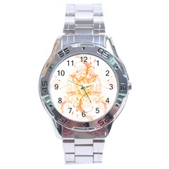 Orange Swirls Stainless Steel Analogue Watch