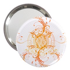 Orange Swirls 3  Handbag Mirrors by SheGetsCreative