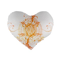 Orange Swirls Standard 16  Premium Heart Shape Cushions by SheGetsCreative