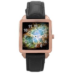 Crab Nebula Rose Gold Leather Watch  by SheGetsCreative