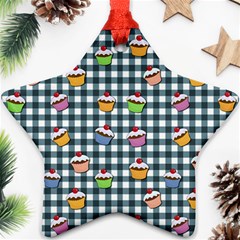 Cupcakes Plaid Pattern Ornament (star) by Valentinaart