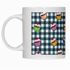 Cupcakes Plaid Pattern White Mugs by Valentinaart