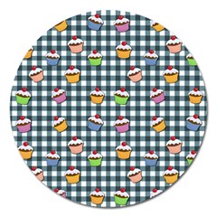 Cupcakes Plaid Pattern Magnet 5  (round) by Valentinaart